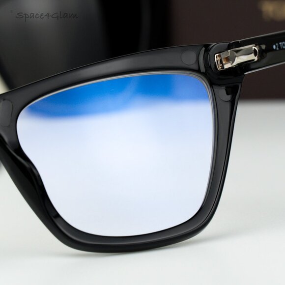 Tom Ford Woman Sunglasses Black Blue Block Clip-On Grey Cat Eye FT5971-B 014 NEW - Picture 12 of 14